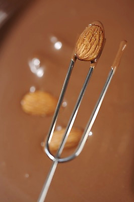 포토 JPG 스튜디오촬영 식물 식기 기념일 백그라운드 포크 디저트 실내 발렌타인데이 이벤트 근접촬영 사람없음 아웃포커스 장식 세로 초콜릿 견과류 세개 아몬드 초코시럽 퐁듀 국내포토 음식 뷰포인트 데이이벤트 촬영기법 3 내부 시럽 파일형식