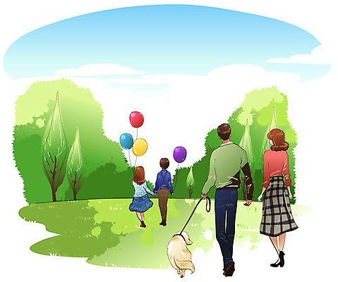 EPS 주간 나무 식물 동물 구름 라이프스타일 공원 공공시설 여자 남자 딸 반려견 아들 어린이 일러스트 가족 하늘 엄마 휴식 사람 소녀 소년 잔디 초원 여러명 야외 소풍 산책 빈티지 아빠 개 강아지 외출 풍선 국내일러스트 자연요소 다수 컨셉 포유류 관계 생활 반려동물 야외활동 시설 파일형식 벡터