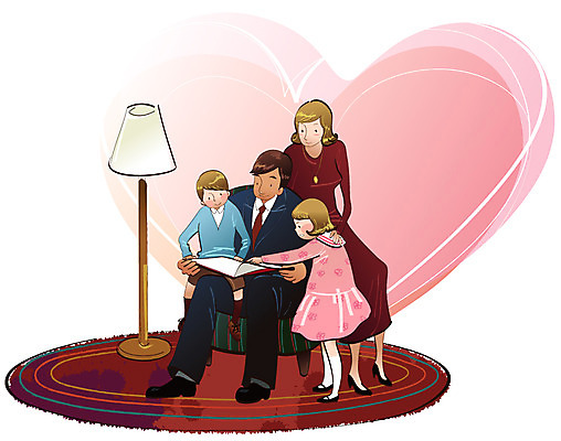 EPS 라이프스타일 응시 여자 남자 딸 행복 아들 어린이 일러스트 가족 엄마 휴식 조명 실내 사랑 사람 소녀 소년 여러명 책 화목 하트 스탠드 빈티지 아빠 국내일러스트 모양 시선 감정 다수 컨셉 관계 내부 생활 파일형식 벡터