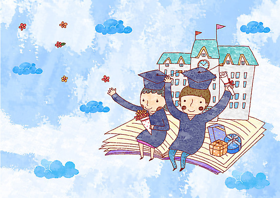 PSD 구름 학생 여학생 여자 교육 남자 꽃 남학생 꽃다발 일러스트 학사모 졸업 학교 청소년 졸업식 졸업생 선물 사람 두명 10대 책 가로 선물상자 상자 깃발 졸업가운 졸업장 졸업선물 십대만 국내일러스트 자연요소 식물 모자_잡화 가운 파일형식