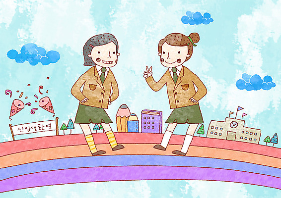 PSD 나무 식물 구름 학생 배너템플릿 여학생 여자 교육 교복 무지개 일러스트 학교 청소년 폭죽 사람 두명 건물 10대 책 가로 친구 필기구 연필 현수막 입학 신입생 브이 입학생 여자만 십대만 십대여자만 국내일러스트 자연요소 템플릿 건축물 배너 옷 관계 문구용품 학용품 손짓 파일형식