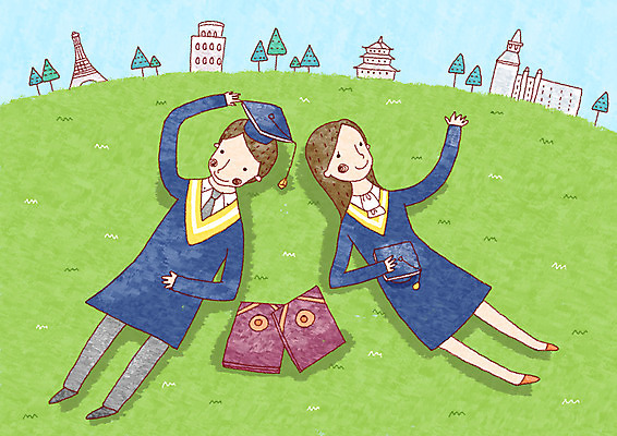 PSD 나무 식물 학생 여자 교육 남자 대학생 일러스트 학사모 졸업 졸업식 졸업생 사람 초원 두명 가로 졸업가운 졸업장 에펠탑 시계탑 피사의사탑 히메지성 국내일러스트 모자_잡화 탑 일본 이탈리아 세계문화유산 가운 성 파리 랜드마크 파일형식