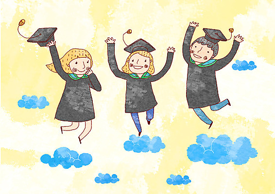 PSD 서양인 외국인 구름 학생 여학생 여자 교육 남자 남학생 일러스트 학사모 졸업 청소년 졸업식 졸업생 사람 10대 가로 세명 달리기 점프 기쁨 졸업가운 유학 십대만 국내일러스트 자연요소 모자_잡화 감정 모션 인종 가운 파일형식