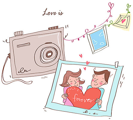 EPS 커플 여자 남자 포즈 액자 쿠션 일러스트 사랑 사람 20대 성인 두명 캐주얼 카메라 하트 디지털카메라 기념사진 청년만 성인만 국내일러스트 모양 옷 감정 관계 청년 전자제품 파일형식 벡터