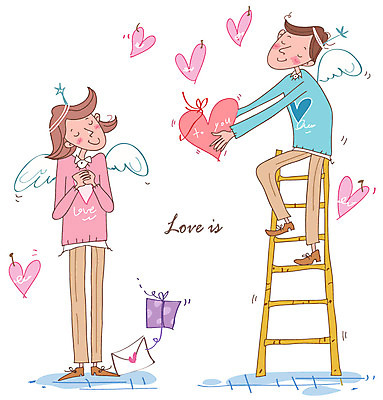 EPS 커플 옷 여자 남자 날개 일러스트 사다리 편지봉투 천사 선물 사랑 사람 20대 성인 두명 캐주얼 선물상자 상자 희망 하트 압정 러브레터 편지 커플티 고정 청년만 성인만 국내일러스트 모양 감정 관계 봉투 청년 사무용품 도구 커플룩 파일형식 벡터