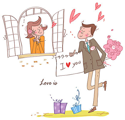 EPS 커플 여자 남자 꽃 꽃다발 프로포즈 일러스트 창문 선물 사랑 사람 정장 이벤트 20대 성인 두명 선물상자 상자 하트 스케치북 아이러브유 청년만 성인만 국내일러스트 모양 식물 옷 감정 관계 학용품 청년 파일형식 벡터