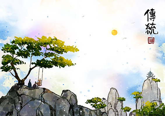 주간 PSD 나무 식물 문자 한국전통 전통 여자 건축 아시아 백그라운드 고건축 일러스트 산 주택 사람 풍경 야외 건물 가로 태양 한자 돌_바위 바위 동양화 그네 정자 낙관 산봉우리 직인 사철나무 여자만 국내일러스트 자연요소 건축물 나라 한국 미술 봉우리 파일형식