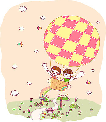 EPS 주간 여자 어린이교육 교육 남자 길 초등학생 어린이 일러스트 상상 주택 사람 소녀 소년 초원 야외 두명 판타지 마을 열기구 풀 공상 어린이만 국내일러스트 자연요소 식물 학생 항공교통 건물 파일형식 벡터