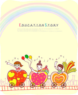 EPS 여자 어린이교육 교육 남자 초등학생 어린이 무지개 음표 일러스트 상상 선물 사람 소녀 소년 세명 판타지 기찻길 기차 하트 공상 풍선 어린이만 철도의날 국내일러스트 자연요소 모양 학생 기호 음악 육상교통 대중교통 파일형식 벡터 법정기념일