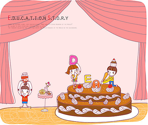 EPS 알파벳 영어 여자 어린이교육 교육 남자 초등학생 어린이 음식 빵 일러스트 교과목 상상 실내 영어교육 사람 소녀 소년 세명 판타지 케이크 빵집 공상 어린이만 국내일러스트 문자 학생 디저트 내부 상점 파일형식 벡터