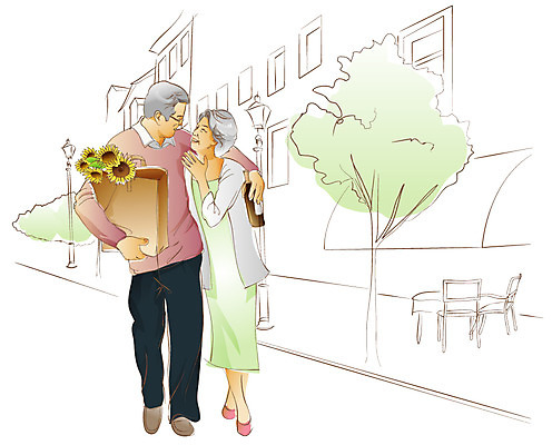 EPS 전신 식물 라이프스타일 부부 공공시설 여자 할아버지 노년 남자 꽃 행복 길 할머니 가로등 일러스트 어깨동무 해바라기 대화 미소 웃음 사람 성인 취미 두명 라이프 실버라이프 노후 쇼핑 장보기 쇼핑백 마주보기 걷기 와인 노부부 산책 실버 와인병 가로수 외출 노인만 성인만 국내일러스트 커플 감정 포즈 가방 모션 병_용기 휴식 주류 표정 말하기 생활 시설 파일형식 벡터