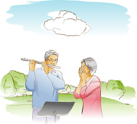 EPS 나무 식물 구름 라이프스타일 부부 여자 할아버지 노년 남자 할머니 악기 음악 연주 일러스트 하늘 관악기 서기 미소 웃음 들기 사람 성인 취미 야외 두명 라이프 실버라이프 노후 노부부 놀람 실버 보면대 플루트 악보 감동 노인만 성인만 국내일러스트 자연요소 커플 감정 모션 문화예술 표정 생활 파일형식 벡터