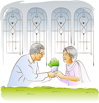 EPS 식물 라이프스타일 부부 여자 할아버지 노년 남자 화분 할머니 일러스트 창문 실내 선물 미소 웃음 들기 사람 상반신 성인 두명 실버라이프 노후 마주보기 노부부 기쁨 실버 주기 감동 노인만 성인만 국내일러스트 커플 감정 모션 표정 내부 생활 파일형식 벡터