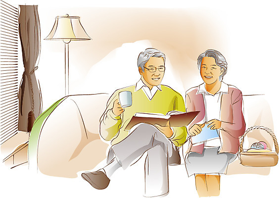 EPS 라이프스타일 부부 응시 여자 할아버지 노년 남자 할머니 여유 커피 거실 일러스트 휴식 조명 잔 실내 대화 미소 웃음 들기 사람 앉기 성인 취미 두명 라이프 실버라이프 노후 소파 바구니 노부부 다리꼬기 스탠드 커튼 뜨개질 실버 차 앨범 즐거움 노인만 성인만 국내일러스트 식기 커플 시선 감정 음료 컨셉 의자 모션 표정 말하기 내부 생활 파일형식 벡터