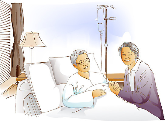 EPS 부부 할아버지 노년 남자 할머니 일러스트 창문 베개 휴식 조명 실내 건강 병원 미소 웃음 사람 상반신 성인 두명 실버라이프 손잡기 노부부 이불 환자 침대 스탠드 커튼 실버 질병 링거 간호 환자복 병문안 입원 입원실 노인만 성인만 국내일러스트 라이프스타일 커플 옷 여자 가구 컨셉 의학 의료기기 침구 모션 표정 내부 파일형식 벡터