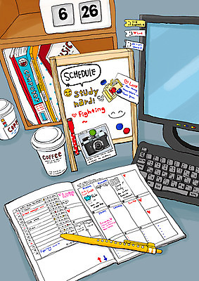 PSD 학생 커피 백그라운드 일러스트 책장 사람없음 책 스터디 컴퓨터 펜 모니터 다이어리 공책 키보드 날짜 목표 계획 결심 종이컵 책상 국내일러스트 음료 가구 컨셉 문구용품 컵 전자제품 학습 필기구 사무용품 일회용 파일형식