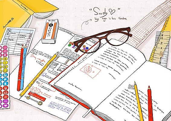 PSD 안경 백그라운드 스티커 일러스트 문구용품 색연필 자 사람없음 하이앵글 필기구 연필 다이어리 사무용품 공책 기록 오브젝트 지우개 뿔테안경 국내일러스트 잡화 뷰포인트 학용품 파일형식