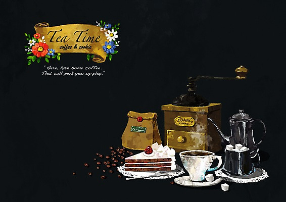 PSD 커피 음식 빵 백그라운드 주전자 티타임 사람없음 조각케이크 그라인더 초크일러스트 생크림케이크 국내일러스트 음료 일러스트 주방용품 휴식 케이크 커피용품 파일형식