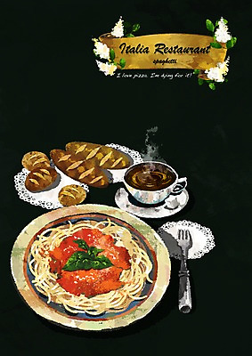 PSD 접시 꽃 커피 음식 빵 백그라운드 포크 일러스트 파스타 서양음식 스파게티 요리 사람없음 장식 레스토랑 바게트 커피잔 각설탕 초크일러스트 초크아트 토마토스파게티 국내일러스트 식물 식기 음료 잔 식당 설탕 그림 파일형식