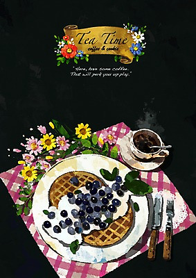 PSD 접시 꽃 커피 음식 백그라운드 포크 과일 일러스트 티타임 서양음식 요리 사람없음 장식 식탁보 나이프 티스푼 컵받침 크림 체크무늬 블루베리 브런치 파이 초크일러스트 초크아트 요거트 와플 국내일러스트 식물 식기 음료 빵 무늬 휴식 디저트 유제품 숟가락 식사 칼 받침대 그림 파일형식