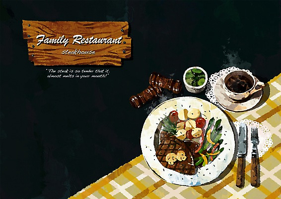 PSD 접시 커피 음식 백그라운드 포크 채소 일러스트 탁자 피망 서양음식 스테이크 사람없음 레스토랑 패밀리레스토랑 버섯 팻말 식탁보 나이프 사과 커피잔 컵받침 피클 양송이 초크일러스트 초크아트 후추 국내일러스트 식기 음료 가구 과일 잔 프레임 식당 칼 받침대 향신료 그림 절임 파일형식