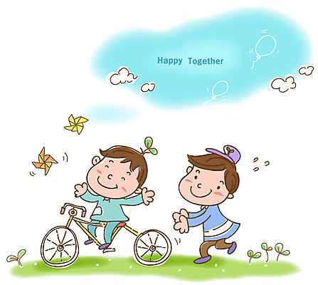 EPS 주간 구름 남자 행복 어린이 일러스트 사랑 사람 소년 잔디 초원 야외 두명 새싹 자전거 희망 봉사 사회 자원봉사자 사회이슈 사회복지 복지 바람개비 사회복지사 남자만 어린이만 소년만 국내일러스트 자연요소 식물 직업 감정 컨셉 바이크 도움 공동체 파일형식 벡터