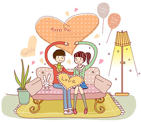 EPS 식물 동물 커플 여자 남자 행복 감정 화분 포즈 가구 쿠션 잎 데이트 일러스트 조명 실내 사랑 웃음 사람 앉기 이벤트 두명 소파 다정 카펫 하트 스탠드 토끼 연애 풍선 국내일러스트 모양 생활용품 컨셉 의자 포유류 관계 모션 표정 내부 반려동물 파일형식 벡터