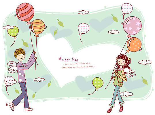 EPS 구름 커플 여자 남자 행복 감정 날개 데이트 일러스트 천사 프레임 사랑 틀 서기 웃음 사람 이벤트 두명 다정 하트 테두리 연애 풍선 국내일러스트 자연요소 모양 컨셉 관계 모션 표정 파일형식 벡터