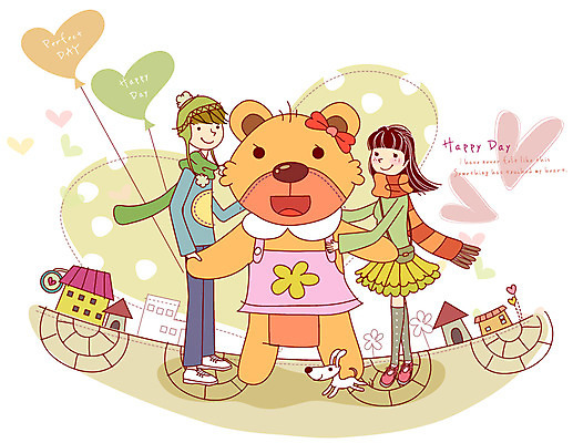 EPS 동물 모자 커플 여자 남자 행복 감정 길 인형 데이트 일러스트 곰 주택 사랑 서기 웃음 사람 이벤트 두명 건물 마을 목도리 다정 곰인형 하트 보행로 개 강아지 연애 풍선 국내일러스트 모양 건축물 잡화 컨셉 포유류 관계 모션 표정 반려동물 파일형식 벡터