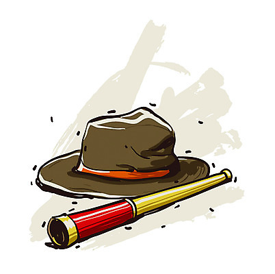 EPS 아이콘 모자 과학 실험기구 사람없음 망원경 중절모 오브젝트 엔틱아이콘 관측기구 2D아이콘 모자_잡화 잡화 앤티크 기구 파일형식 벡터