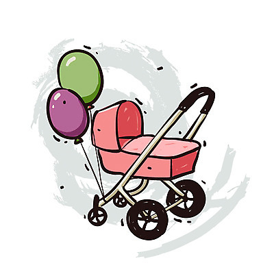 EPS 아이콘 사람없음 아기용품 오브젝트 엔틱아이콘 유모차 풍선 2D아이콘 앤티크 파일형식 벡터