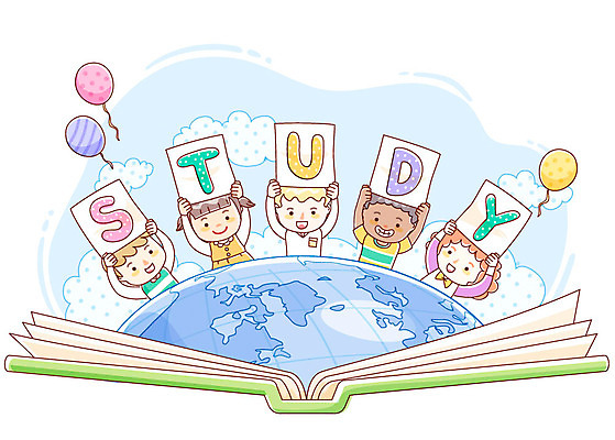 EPS 외국인 구름 여자 어린이교육 교육 남자 지구 어린이 일러스트 하늘 사람 소녀 소년 여러명 책 스터디 글로벌 다인종 풍선 글로벌교육 다국적 어린이만 국내일러스트 자연요소 다수 인종 학습 파일형식 벡터