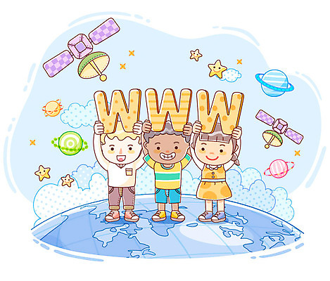 EPS 외국인 여자 어린이교육 교육 남자 별 지구 어린이 인터넷 일러스트 비즈니스 통신 정보통신 사람 소녀 소년 세명 글로벌 우주 행성 인공위성 다인종 글로벌교육 인터넷주소 다국적 어린이만 국내일러스트 자연요소 인종 정보 파일형식 벡터