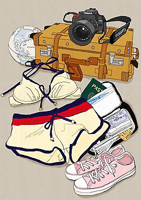 PSD 잡화 수영복 해외여행 여행 백그라운드 운동화 신발 지도 가방 일러스트 휴가 사람없음 비키니 지구본 카메라 여행가방 짐 지갑 여행용품 여권 국내일러스트 해외 옷 전자제품 오브젝트 파일형식