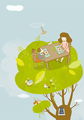 PSD 나무 식물 동물 구름 그릇 접시 건축물 여자 건축 반려견 초등학생 어린이 음식 일러스트 포유류 상상 식탁 탁자 하늘 전등 조명 주택 한명 사람 소녀 건물 반려동물 판타지 식사 개 강아지 팬시 여자만 여자한명만 어린이만 소녀만 소녀한명만 국내일러스트 자연요소 1 학생 식기 가구 파일형식