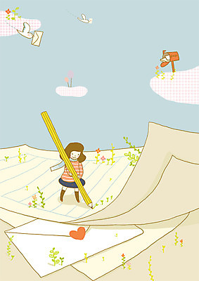 PSD 식물 동물 여자 꽃 초등학생 어린이 일러스트 상상 조류 문구용품 학용품 봉투 편지봉투 사랑 한명 사람 소녀 판타지 필기구 연필 우체통 하트 풀 러브레터 편지 편지지 팬시 여자만 여자한명만 어린이만 소녀만 소녀한명만 국내일러스트 모양 1 학생 감정 오브젝트 파일형식