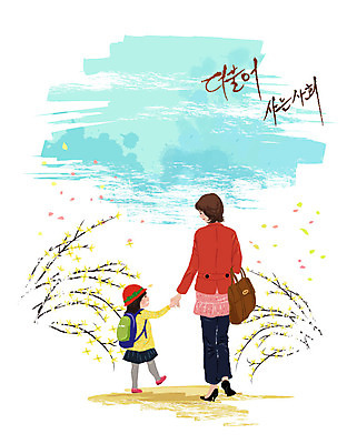 EPS 주간 식물 여자 꽃 어린이 일러스트 가족 엄마 희망프로젝트 사랑 사람 소녀 야외 두명 손잡기 희망 유치원생 자녀 사회 개나리 사회이슈 사회복지 복지 출근 등교 더불어사는사회 유치원복 워킹맘 이웃 여자만 국내일러스트 자연요소 옷 감정 컨셉 관계 모션 비즈니스우먼 출퇴근 등하교 공동체 파일형식 벡터