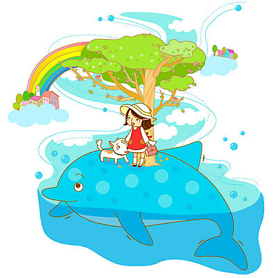 EPS 주간 나무 식물 동물 구름 건축물 여자 반려견 초등학생 어린이 무지개 일러스트 포유류 상상 하늘 주택 한명 사람 소녀 야외 건물 물 반려동물 판타지 거품 물방울 개 강아지 돌고래 여자만 여자한명만 어린이만 소녀만 소녀한명만 국내일러스트 자연요소 1 학생 건축 수중동물 파일형식 벡터