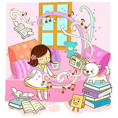 EPS 동물 여자 반려견 여유 커피 초등학생 어린이 음악 쿠션 날개 음표 일러스트 창문 포유류 베개 상상 휴식 실내 한명 사람 소녀 취미 라이프 책 반려동물 판타지 곰인형 음악감상 침대 카세트테이프 개 강아지 커피잔 라디오 여자만 여자한명만 어린이만 소녀만 소녀한명만 국내일러스트 1 학생 기호 감정 음료 인형 가구 컨셉 침구 문화예술 잔 내부 생활 전자제품 감상 파일형식 벡터
