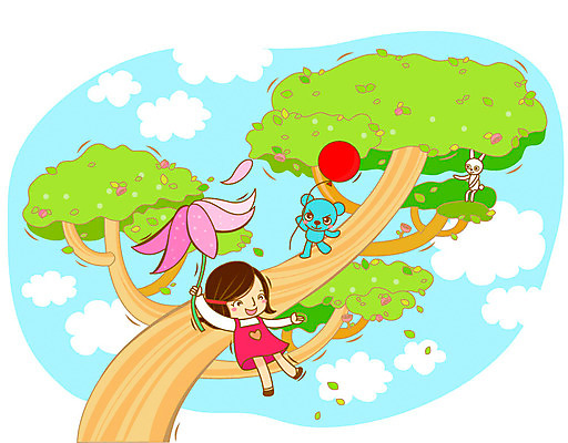 EPS 주간 나무 식물 동물 구름 여자 열매 꽃잎 꽃 초등학생 어린이 잎 일러스트 상상 하늘 한명 사람 소녀 야외 판타지 곰인형 개 떨어짐 낙하산 풍선 여자만 여자한명만 어린이만 소녀만 소녀한명만 국내일러스트 자연요소 1 학생 인형 컨셉 포유류 파일형식 벡터