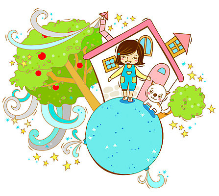 EPS 나무 식물 동물 건축물 여자 열매 별 반려견 초등학생 어린이 과일 일러스트 포유류 상상 주택 굴뚝 한명 사람 소녀 야외 건물 반려동물 판타지 개 강아지 여자만 여자한명만 어린이만 소녀만 소녀한명만 국내일러스트 자연요소 1 학생 건축 파일형식 벡터