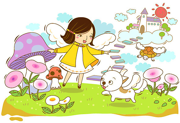 EPS 주간 식물 동물 구름 여자 꽃 반려견 초등학생 어린이 날개 일러스트 포유류 상상 천사 주택 한명 사람 소녀 잔디 초원 야외 반려동물 판타지 태양 계단 버섯 비행 거북이 개 강아지 여자만 여자한명만 어린이만 소녀만 소녀한명만 국내일러스트 자연요소 1 학생 파충류 건물 파일형식 벡터