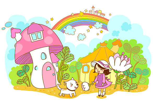 EPS 주간 식물 동물 건축물 여자 꽃 반려견 초등학생 어린이 무지개 잎 일러스트 창문 포유류 상상 하늘 나뭇잎 주택 굴뚝 한명 사람 소녀 야외 건물 반려동물 판타지 문 개 강아지 버섯집 여자만 여자한명만 어린이만 소녀만 소녀한명만 국내일러스트 자연요소 1 학생 건축 파일형식 벡터