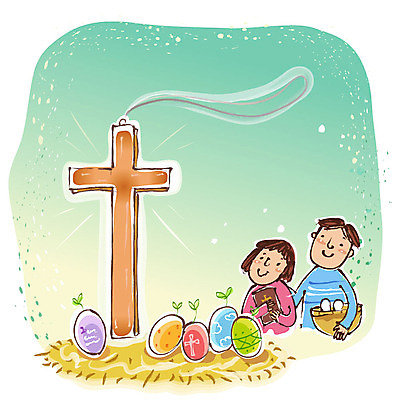EPS 식물 여자 기념일 남자 기독교 종교 어린이 음식 십자가 일러스트 목걸이 부활절 사람 소녀 소년 두명 바구니 소쿠리 새싹 계란 성경 기독교인 신도 어린이만 국내일러스트 장신구 종교용품 이벤트 알 파일형식 벡터