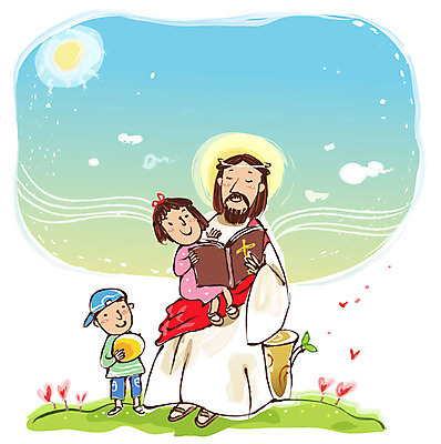 EPS 주간 식물 구름 여자 남자 기독교 종교 어린이 일러스트 하늘 사람 소녀 소년 야외 세명 태양 새싹 성경 하트 예수 기독교인 신도 나무밑둥 국내일러스트 자연요소 모양 나무 종교용품 신_종교 파일형식 벡터