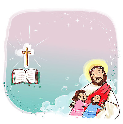 EPS 여자 남자 기독교 종교 어린이 십자가 일러스트 사람 소녀 소년 세명 성경 예수 기독교인 구출 울음 신도 눈물 국내일러스트 감정 종교용품 표정 도움 신_종교 파일형식 벡터