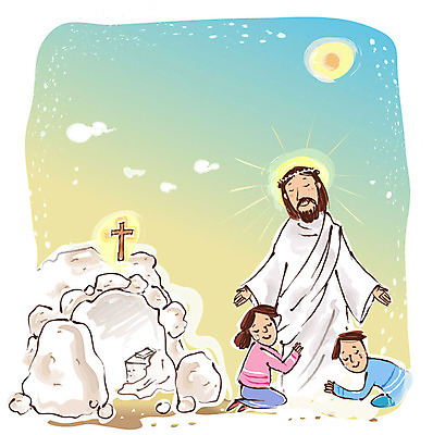 EPS 주간 구름 여자 남자 기독교 종교 십자가 일러스트 사람 야외 세명 예수 기독교인 울음 신도 눈물 부활 국내일러스트 자연요소 감정 표정 신_종교 파일형식 벡터