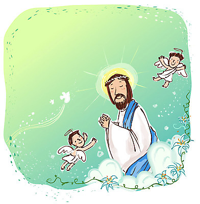 EPS 식물 남자 꽃 기독교 종교 줄기 날개 일러스트 천사 사람 세명 기도 예수 가시면류관 남자만 국내일러스트 종교용품 신_종교 파일형식 벡터