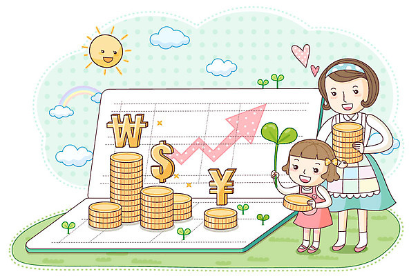 EPS 주간 식물 구름 여자 딸 화살표 어린이 무지개 돈 일러스트 가족 엄마 사람 잔디 야외 두명 라이프 생활 금융 경제 태양 새싹 달러 상점 동전 저축 원화 엔 재테크 가정경제 통장 상승 여자만 금융의날 국내일러스트 자연요소 컨셉 가정 관계 재산 파일형식 벡터 법정기념일
