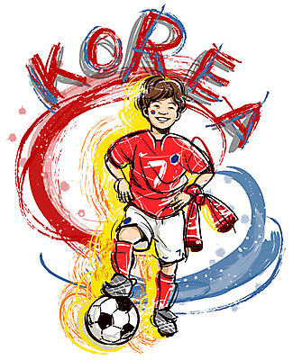 EPS 남자 초등학생 어린이 스포츠 올림픽 일러스트 축구공 공 응원 하계올림픽 모션 한국 한명 사람 동양인 소년 운동 구기 축구 붉은악마 태극 축구유니폼 남자만 남자한명만 어린이만 소년만 소년한명만 월드싸커 국내일러스트 1 학생 문양 아시아 유니폼 축구용품 건강 인종 파일형식 벡터